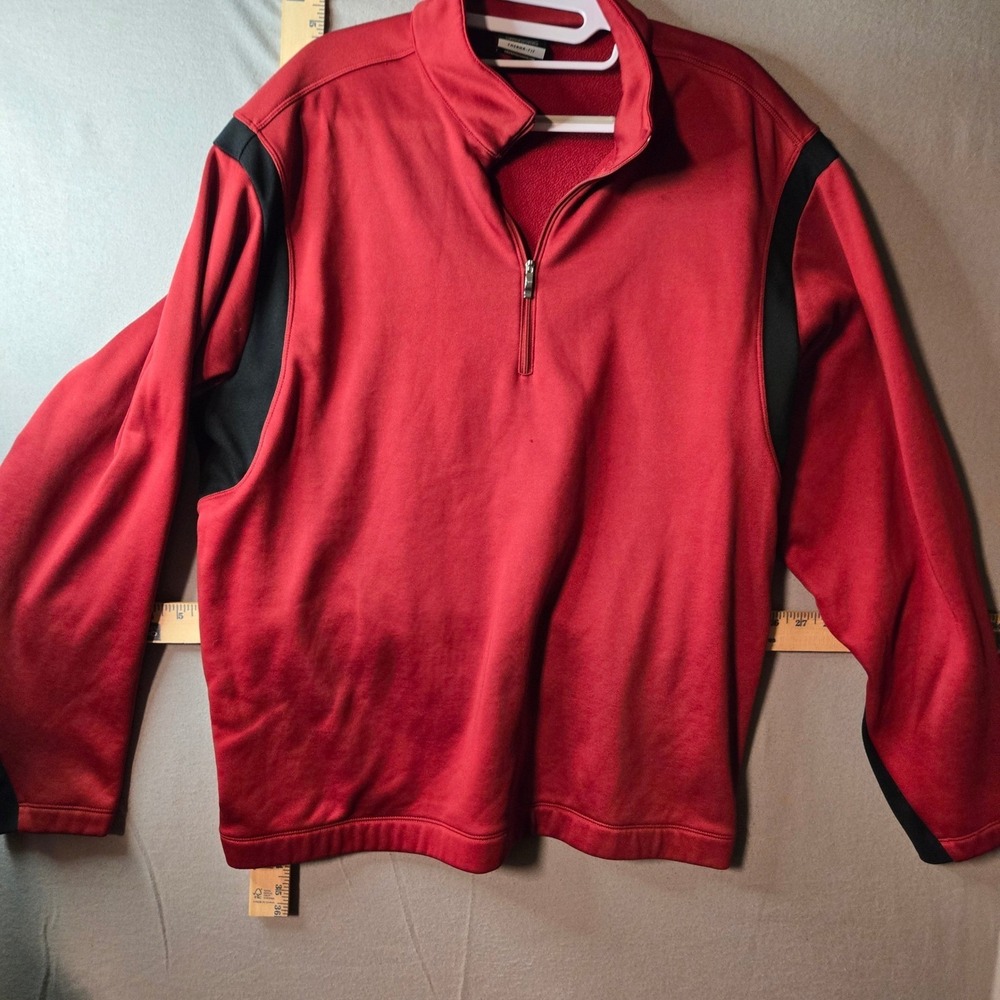 Nike‎ Golf Therma-FIT Mens Large Red Black Quarter Zip Pullover 479462-651